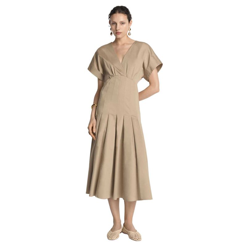 Veronika Maine Stretch Cotton Pleat Midi Dress image number 0